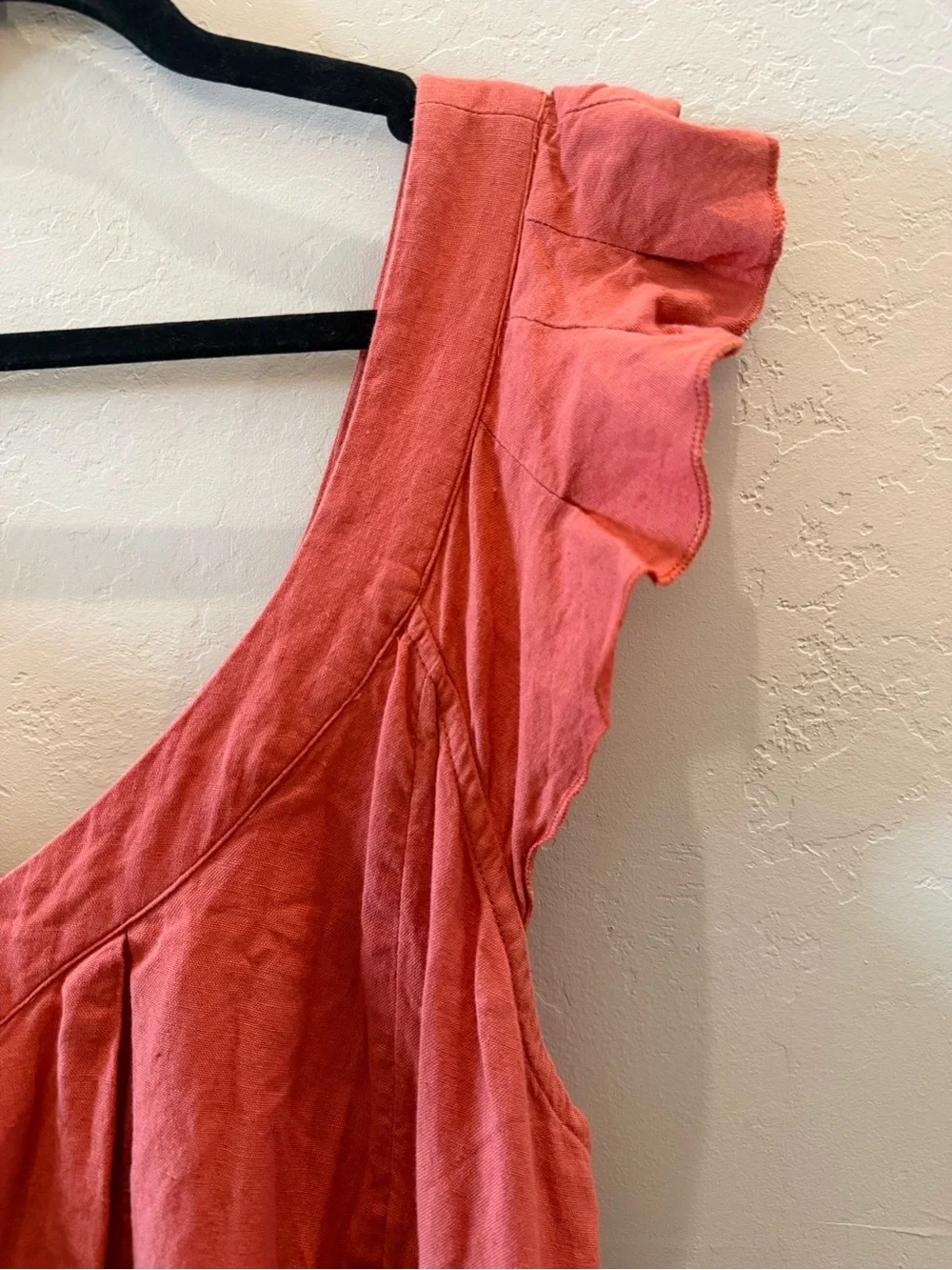 Free People Coral V-Neck Ruffle Sleeve Midi Dress